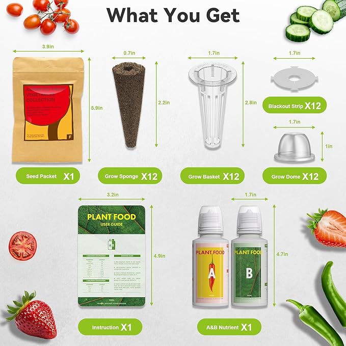 inbloom Fruit Seed Pod Kit for AeroGarden, Ahopegarden, GARDENCUBE, MUFGA, iDoo Hydroponics Growing System, 12-Pods (350+ Seeds Include Strawberry, Tomato, Cucumber, Pea, Ruby Queen Beet)