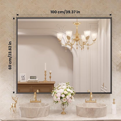 LOAAO Black Bathroom Mirror 40"X24" - Image 8