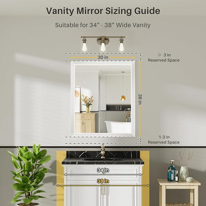 36x30 Inch White Bathroom Mirror - Image 2