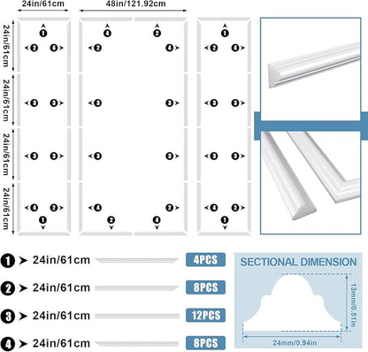 Pangda Peel and Stick Wall Molding Kit, 3D Premade Accent Molding Wainscoting - Image 4