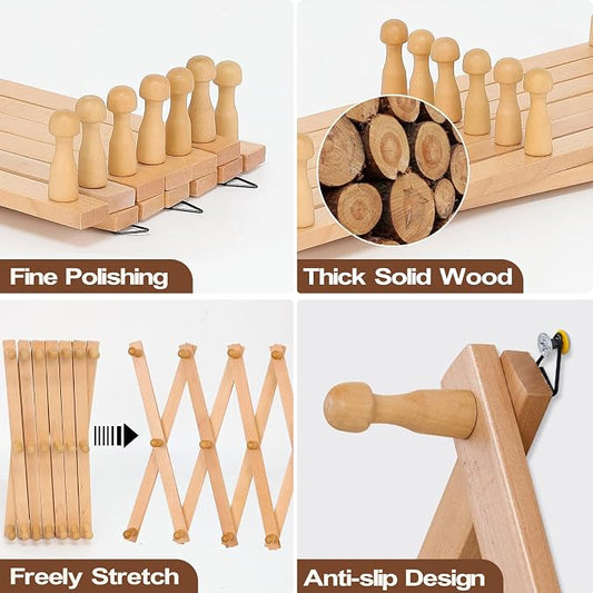 SCUNDA Wall Rack with 20 Hooks, Wooden Wall Expandable Coat Rack - Image 2