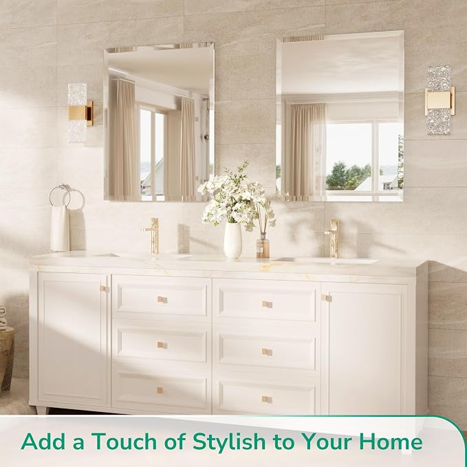 TokeShimi 48x30 Frameless Bathroom Mirror Rectangle, Tempered Beveled Mirror - Image 8