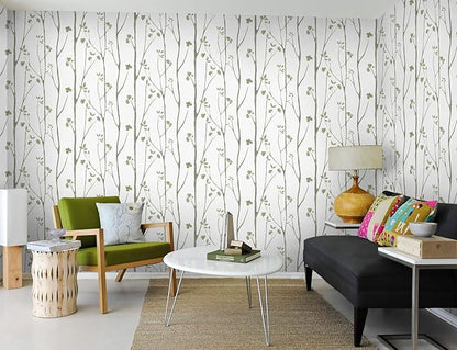 Timeet Floral Wallpaper Peel and Stick Green Leaf Contact Paper Boho Flower - Image 6