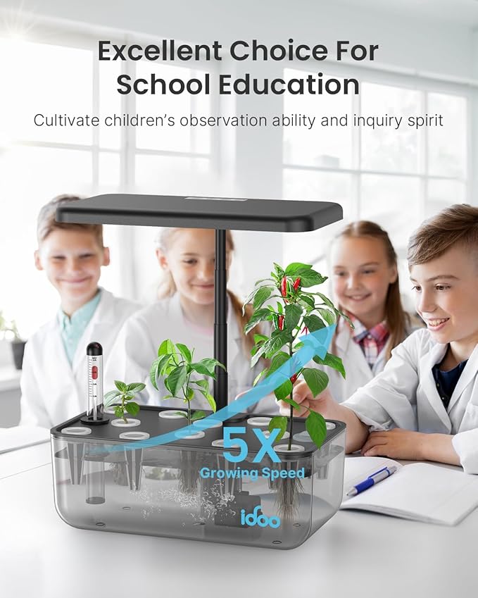 iDOO Hydroponics Growing System Kit 12 Pods, Christmas Gifts Gardening Gifts for Women Mom Dad Kids, Indoor Herb Garden with LED Grow Light for Home School, Indoor Plants Good for Mental Health