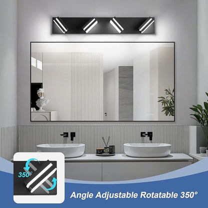 Modern LED Bathroom Lights Fixtures 4-Light, Metal Black Acrylic Wall Lighting - Image 2