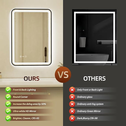 20x28 Inch Black Framed LED Bathroom Mirror - Image 7
