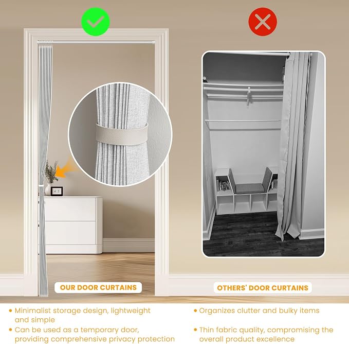 AJAZZ 100% Blackout Accordion Doors Interior Closet Curtain Magnetic Door - Image 7