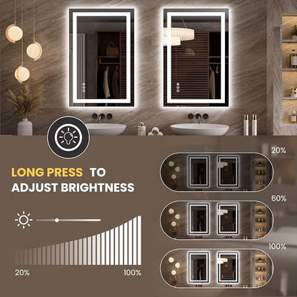 LOAAO 23.6"x35.4" LED Mirror for Bathroom, Lighted Bathroom Mirror - Image 3