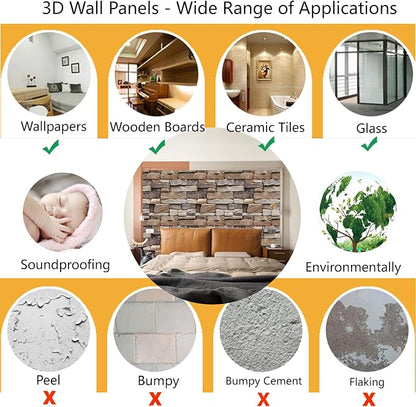 10PCS 3D Wall Panels Peel and Stick, 3D Brick Wallpaper Peel and Stick PVC - Image 7