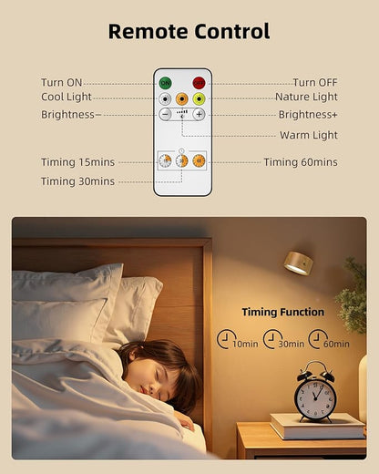 LED Wall Mounted Lights, Rechargeable Wall Sconces Lamp, 3 Color Temps & Remote - Image 2