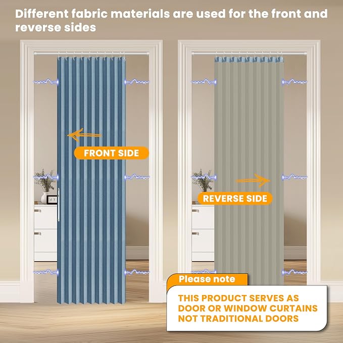 AJAZZ 100% Blackout Accordion Doors Interior Magnetic Door Curtain Closet Door - Image 3