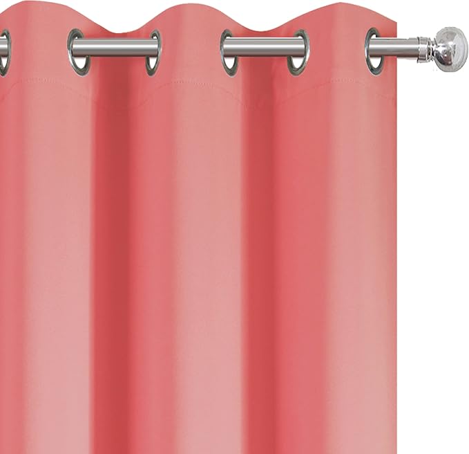 LEMOMO Blackout Curtains 38 x 54 inch/Coral Curtains Set of 2 Panels/Thermal - Image 6