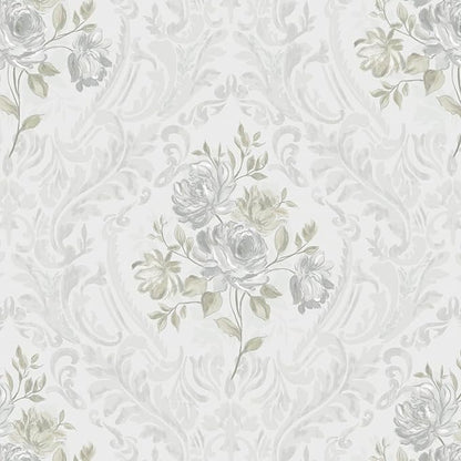 Ismoon Floral Peel and Stick Wallpaper Vintage White and Grey Contact Paper by Ismoon