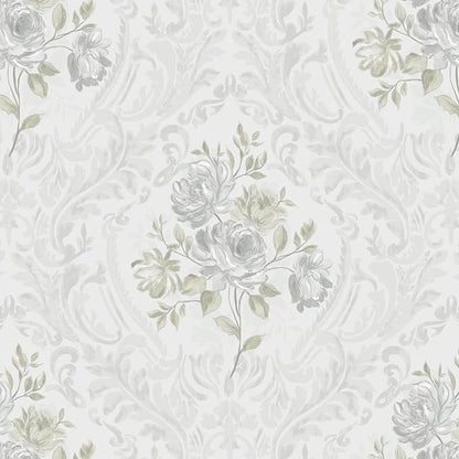 Ismoon Floral Peel and Stick Wallpaper Vintage White and Grey Contact Paper by Ismoon