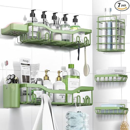 NESOMI Shower Caddy Adhesive Shower Organizer 7-Pack, Rustproof Stainless Steel by OrganizeYourHomeEssentials