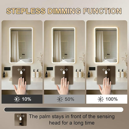 WARM&LOVE 16 x 24 Inch LED Bathroom Mirror, Hand Scan Sensor Anti-Fog Bathroom - Image 3