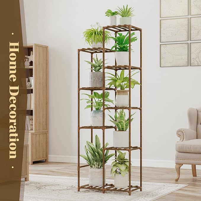 Bamworld 62 " Tall Plant Stand for Indoor Plants Outdoor Corner Plant Shelf Flower Stands for Living Room Balcony and Garden