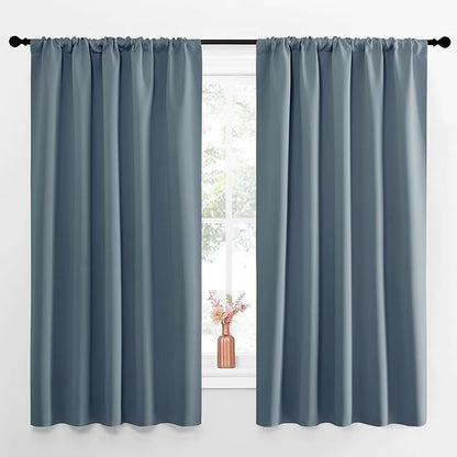 NICETOWN Blackout Curtains for Living Curtains, Smoky Blue, 52 by 63 Inch by NICETOWN