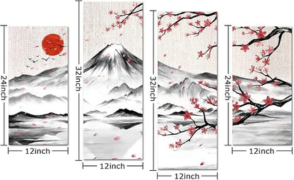 LyerArtork 4 Panel Japanese Ink Painting Wall Art Mount Fuji - Image 7