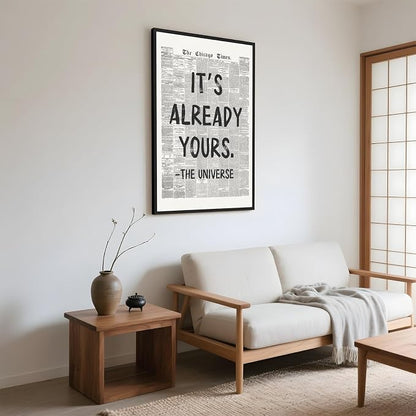 Framed Black And White Retro Newspaper Wall Art ItS Already Yours Universe - Image 4