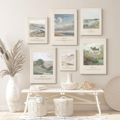 Christian Scripture Wall Art Set of 6 Bible Verse Canvas Wall Decor Psalm 23 - Image 3