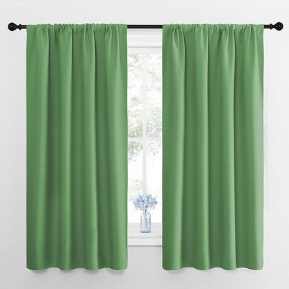 NICETOWN Kitchen Curtains, Short Blackout Drapes, Froest Green, Thermal by NICETOWN