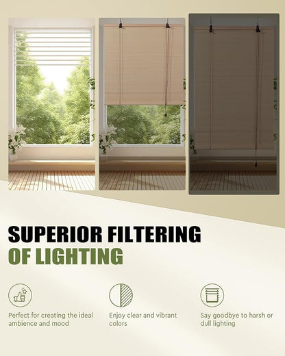 FoundGo Retro Bamboo Blinds 35" W x 72" H Bamboo Roman Shades Light Filtering - Image 5