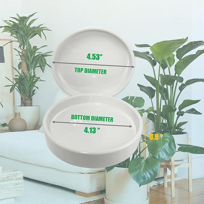 Plant Saucer Pot Tray Planter Saucers 4 Pack 4 5 6 7 8 9 10 11 12 13 Inch for Indoors Outdoor, Durable Sturdy Ceramic Flower Drainage drip Water Tray for Glazed Pots Base (4.7 Inch-White)
