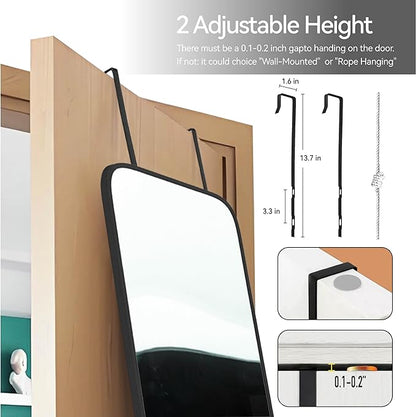 SCWF-GZ 57x20 Door Hanging Full Length Mirror, Floor or Wall Mounted Metal - Image 6