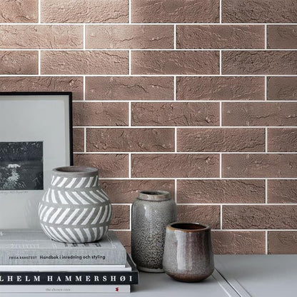 2 Red/Brown Thin Brick Wall Tiles, Clay Manufactured Faux Brick Veneers - Image 7