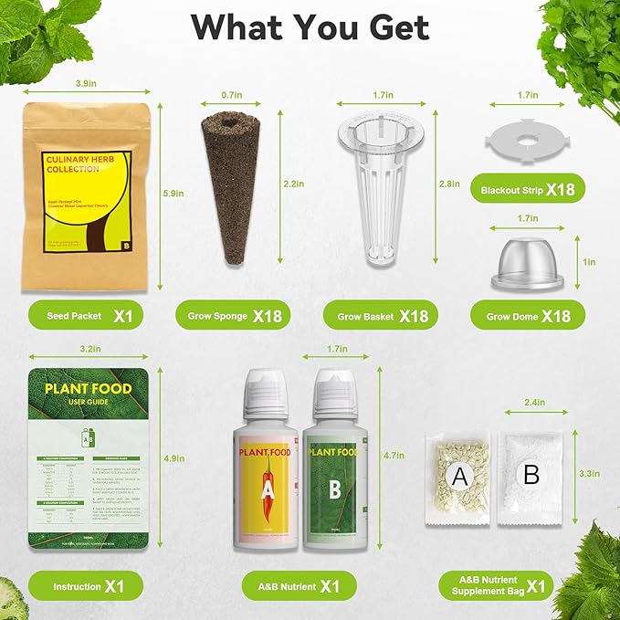 inbloom Herb Seed Pod Kit for AeroGarden, MUFGA, Ahopegarden, iDOO Hydroponic Growing System Indoor Garden, 18-Pod, 350+ Seeds Included Basil, Mint, Cilantro, Parsley, Shiso, Chicory, Liquorice