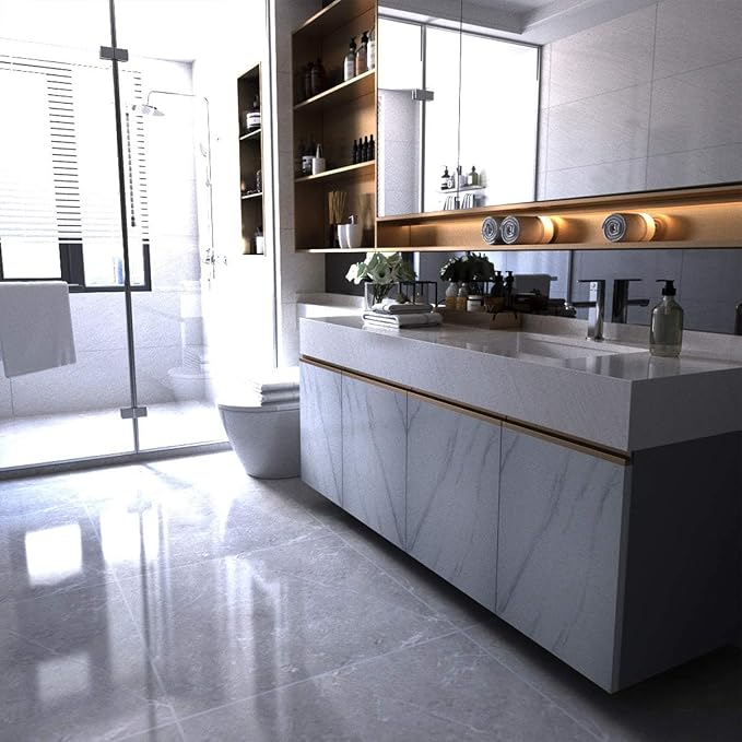 Large White Marble Granite Wallpaper Peel Stick Thicken 24x591inch Waterproof - Image 8