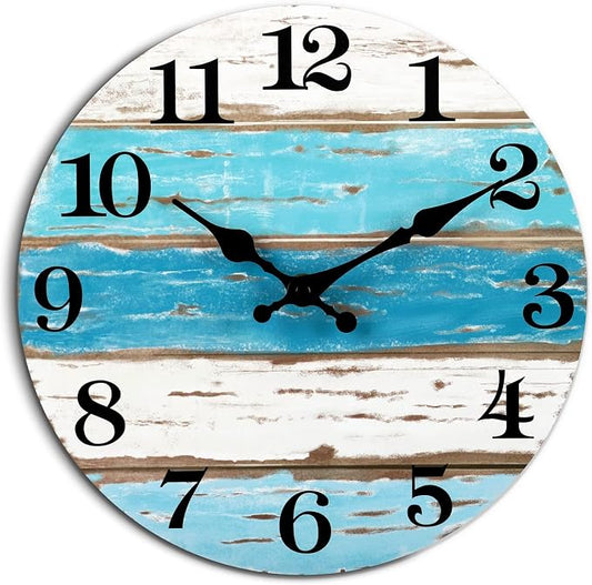 CHYLIN Wall Clock, Beach Themed Blue Wall Clocks Battery Operated Silent by CHYLIN