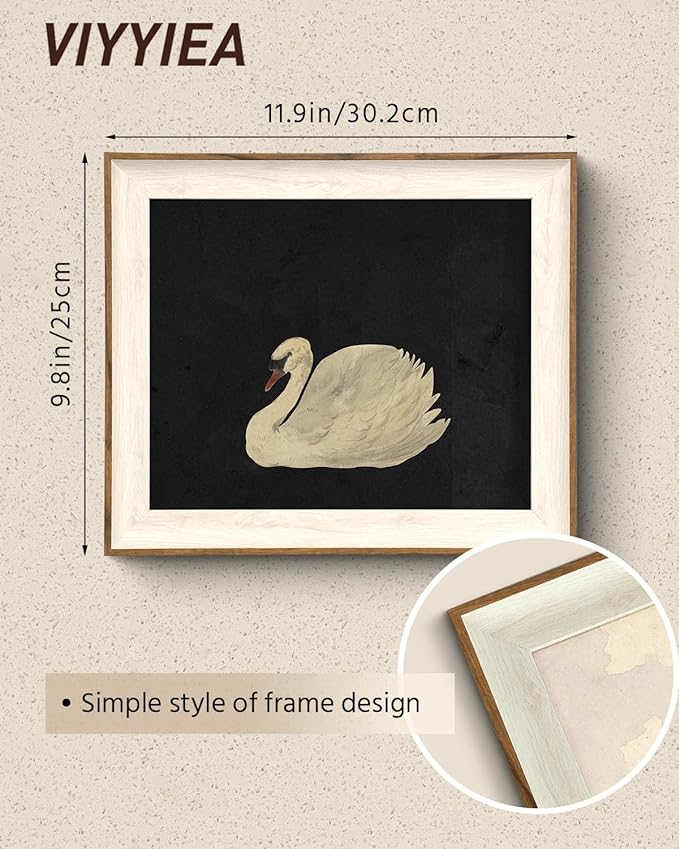 VIYYIEA Framed Wall Art for Living Room, Swan Art Canvas Prints, Vintage Home - Image 3