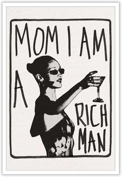 Liyark Mom I Am A Rich Man Aesthetic Retro Music Goblet Poster Feminist canvas by Liyark