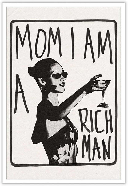 Liyark Mom I Am A Rich Man Aesthetic Retro Music Goblet Poster Feminist canvas by Liyark