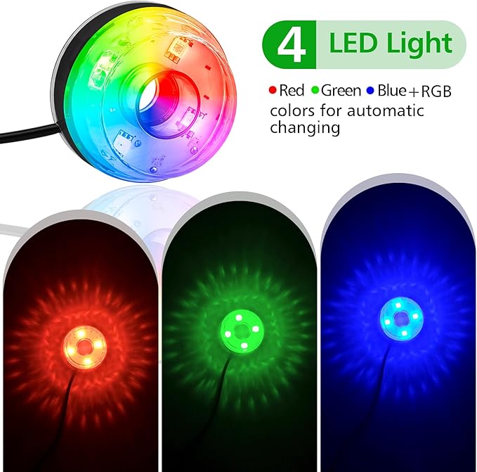 15W 800L/H Submersible Pond Fountain Pump with LED Lights, Ultra Quiet Water Pump, Pond Fountains Pump for Small Pond, Koi, Garden, Aquariums, Fish Tanks, Indoor Outdoor Fountain 3 Type Nozzles