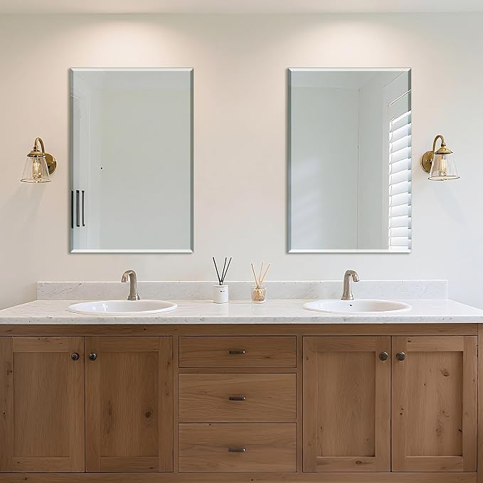 Ruomeng Wall Mirror Beveled Edge Frameless Mirror 24” x 36" Accent Mirror - Image 3