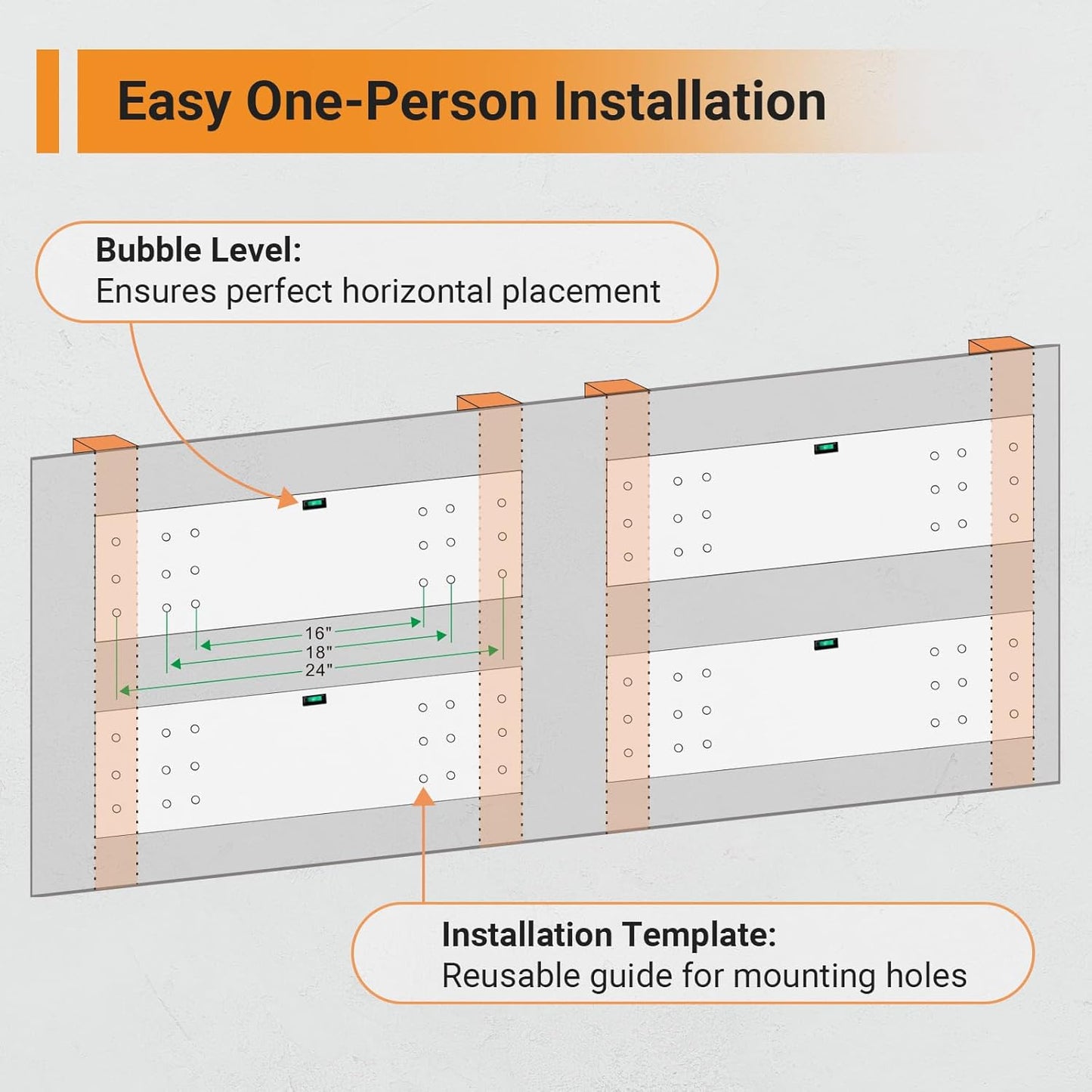 1x6 ft Garage Shelving, 2-Pack Wall-Mounted Shelves for Garage, Kitchen, Pantry Storage, 600 lbs Total Load Capacity Wall Shelving, White
