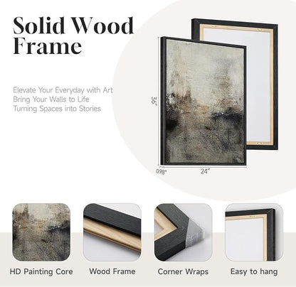 Large Framed Neutral Abstract Wall Art Set of 2 - Image 5