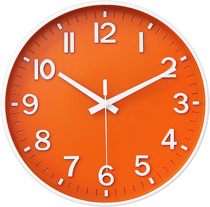 HZDHCLH Wall Clocks Battery Operated, Wall Clock Orange, 10 inch Wall Clock by HZDHCLH