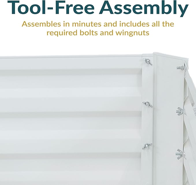 Sunnydaze Galvanized Raised Garden Bed - Metal Raised Bed for Gardening - Outdoor Planter Box for Flowers, Plants, and Vegetables - Ivory White - 12” H L-Shaped