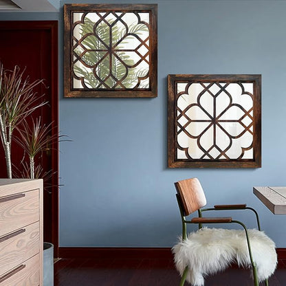 Wocred 20inch 2 PCS Square Wall Mirror, Gorgeous Rustic Farmhouse Accent Mirror - Image 5