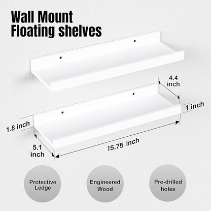 RICHER HOUSE 8 Set Floating Wall Mounted Shelves, Nursery Hanging Book Shelves - Image 3