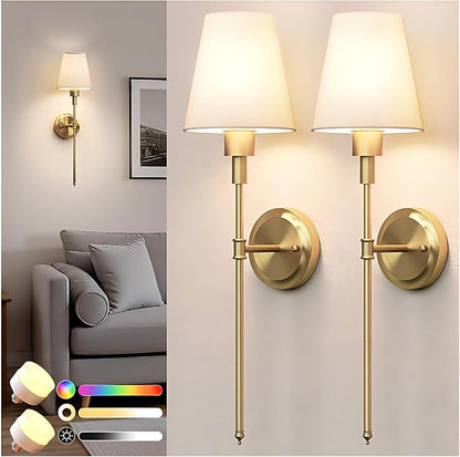 DORESshop Battery Operated Wall Sconce Set of 2, Wireless Wall Light Easy to by DORESshop