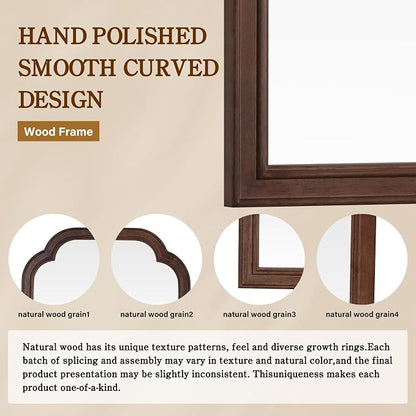 WallBeyond Wooden Framed Wall Mirror, Natural Wood Bathroom Vanity Mirror - Image 7