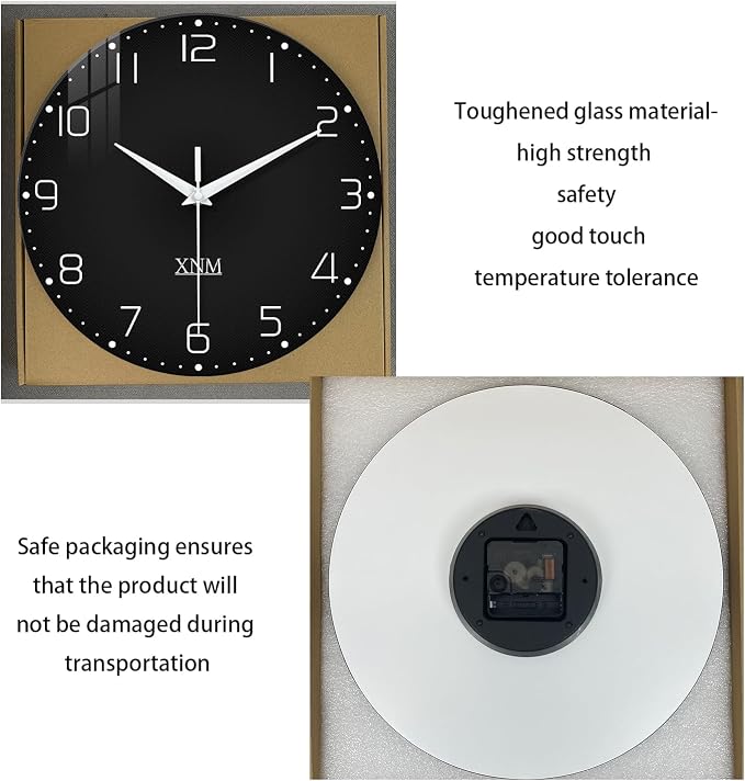 XNM Black Wall Clock Round 24 Inch Battery Operated Silent Wall Clock - Image 8