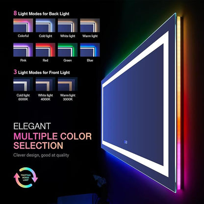 LOAAO 55X30 Inch RGB LED Bathroom Mirror - Image 3