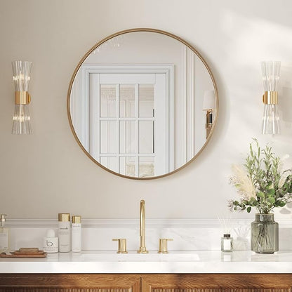 USHOWER Gold Bathroom Mirrors for Over Sink, 30 Inch Circle Mirror by USHOWER