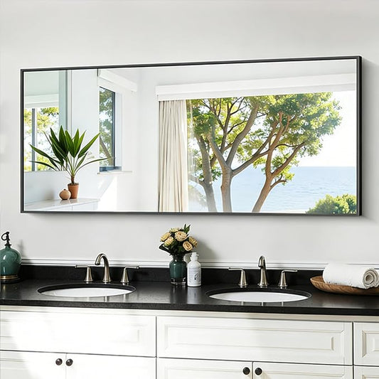 KOCUUY Black Bathroom Mirror, 20x48 Inch Rectangle Mirror by KOCUUY